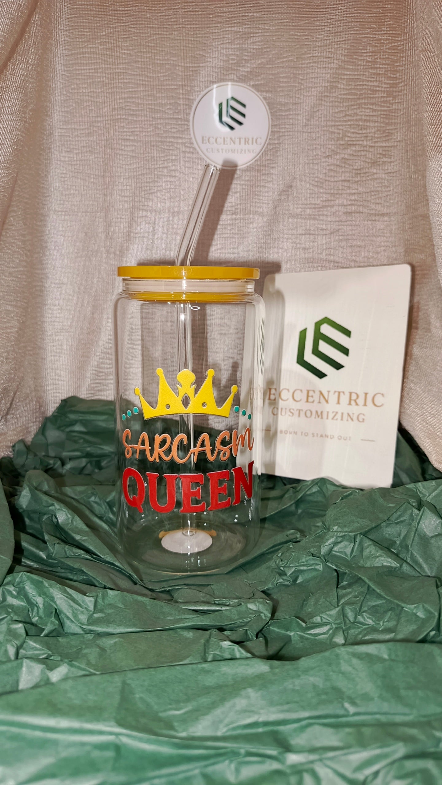 Sarcasm Queen Glass Can Tumbler – 16oz