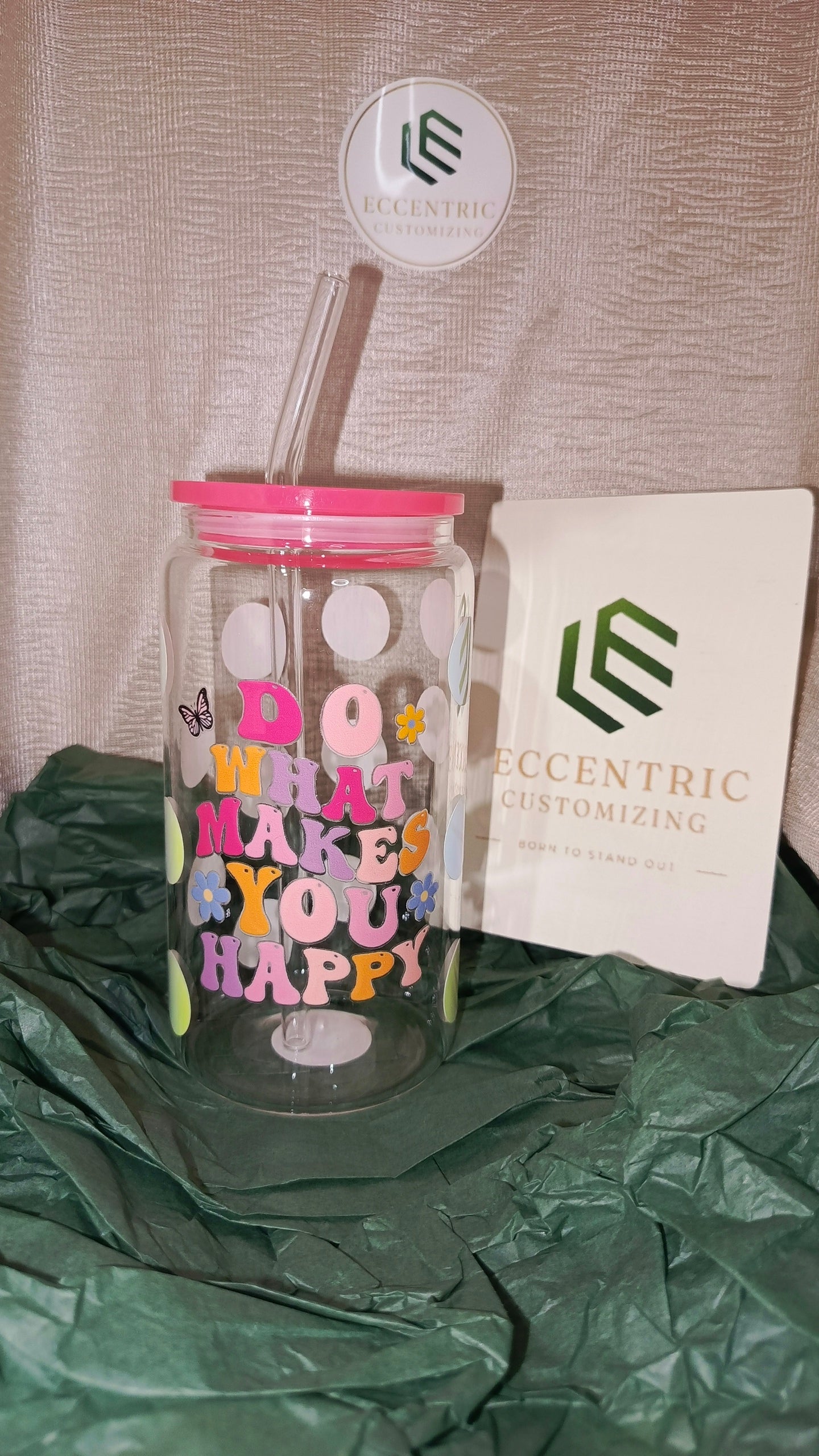 “Do What Makes You Happy” Motivational Glass Can