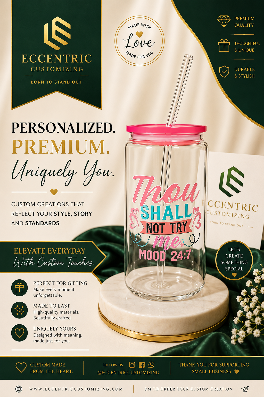 “Thou Shall Not Try Me – Mood 24:7” Funny Glass Can