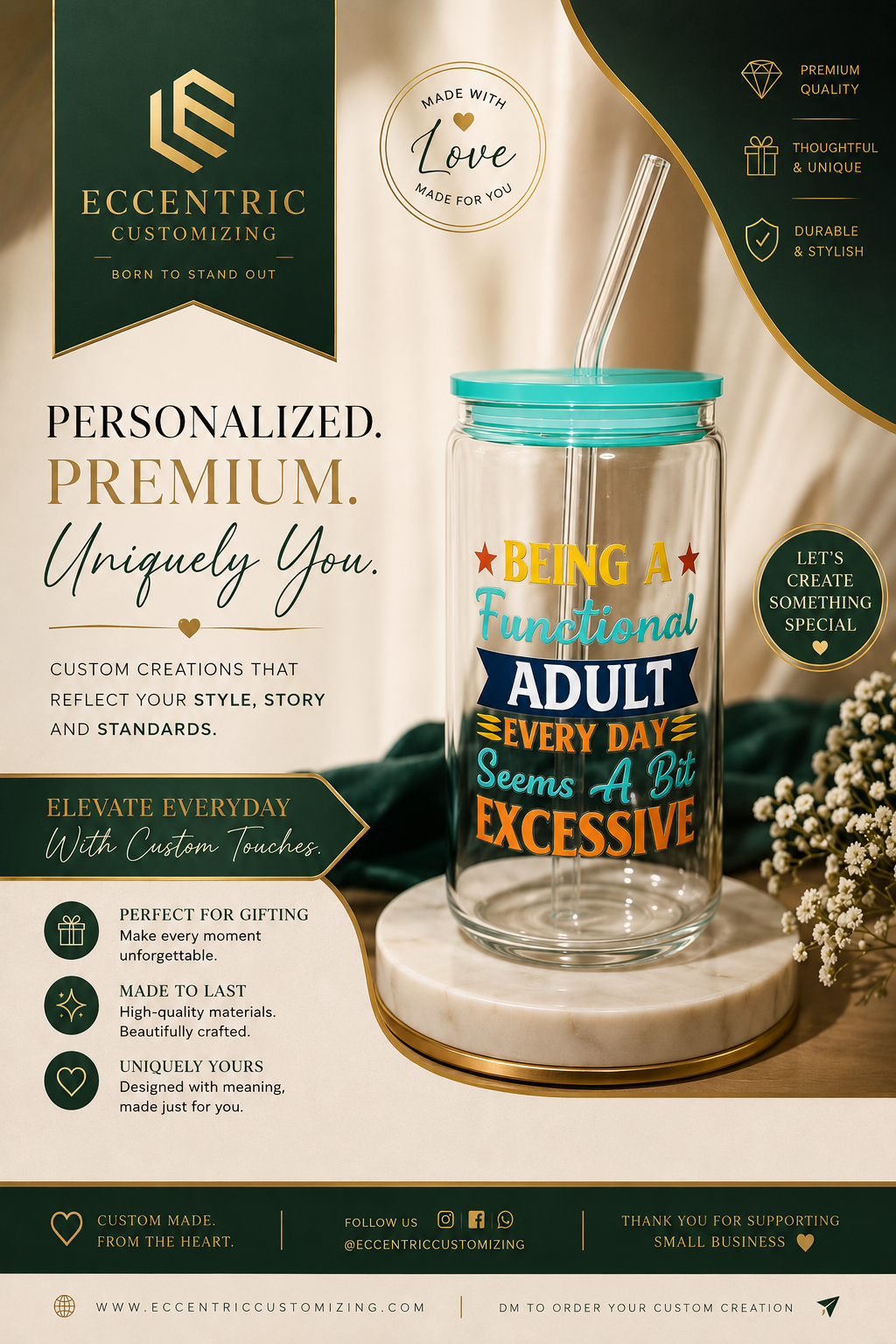 Being a Functional Adult Every Day Seems Excessive — Custom Glass Can Cup
